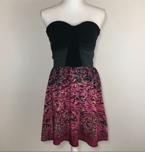Charlie jade silk Monet print strapless dress L
